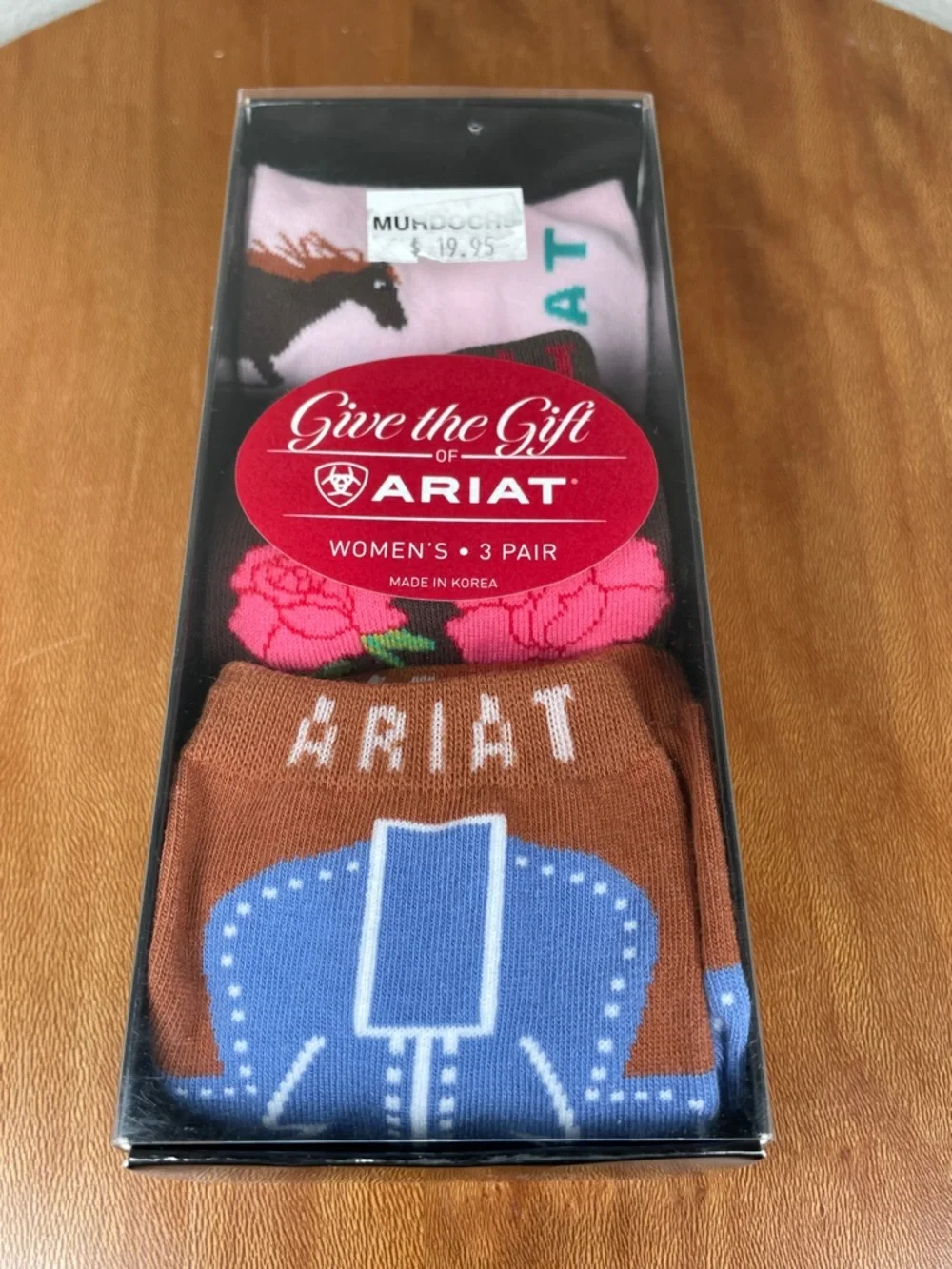 NWTs Ariat Set of 3 Knee High Crew No Show Socks Western Horse Cowgirl Size 9-11